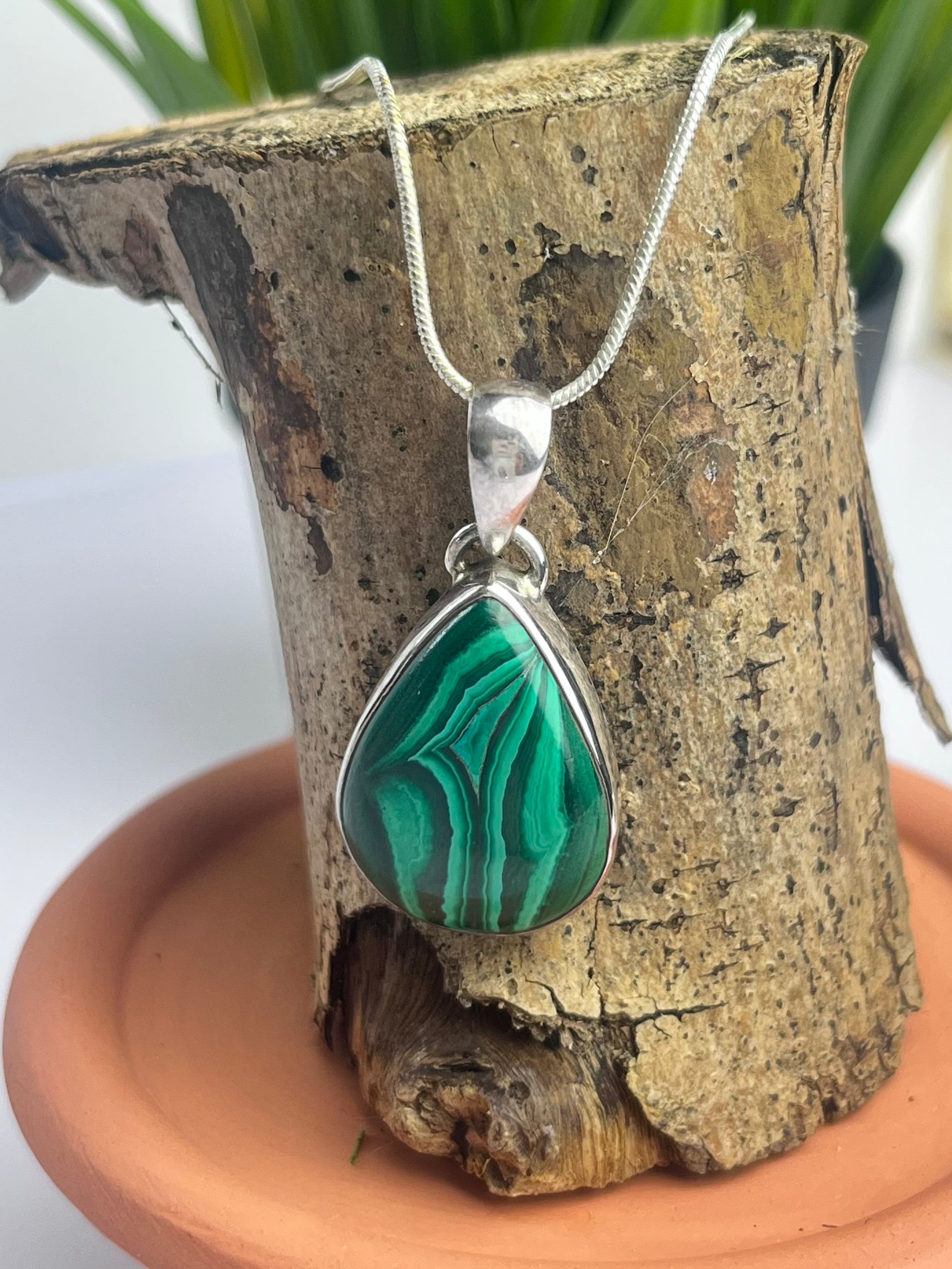 S925 Malachite Teardrop Necklace