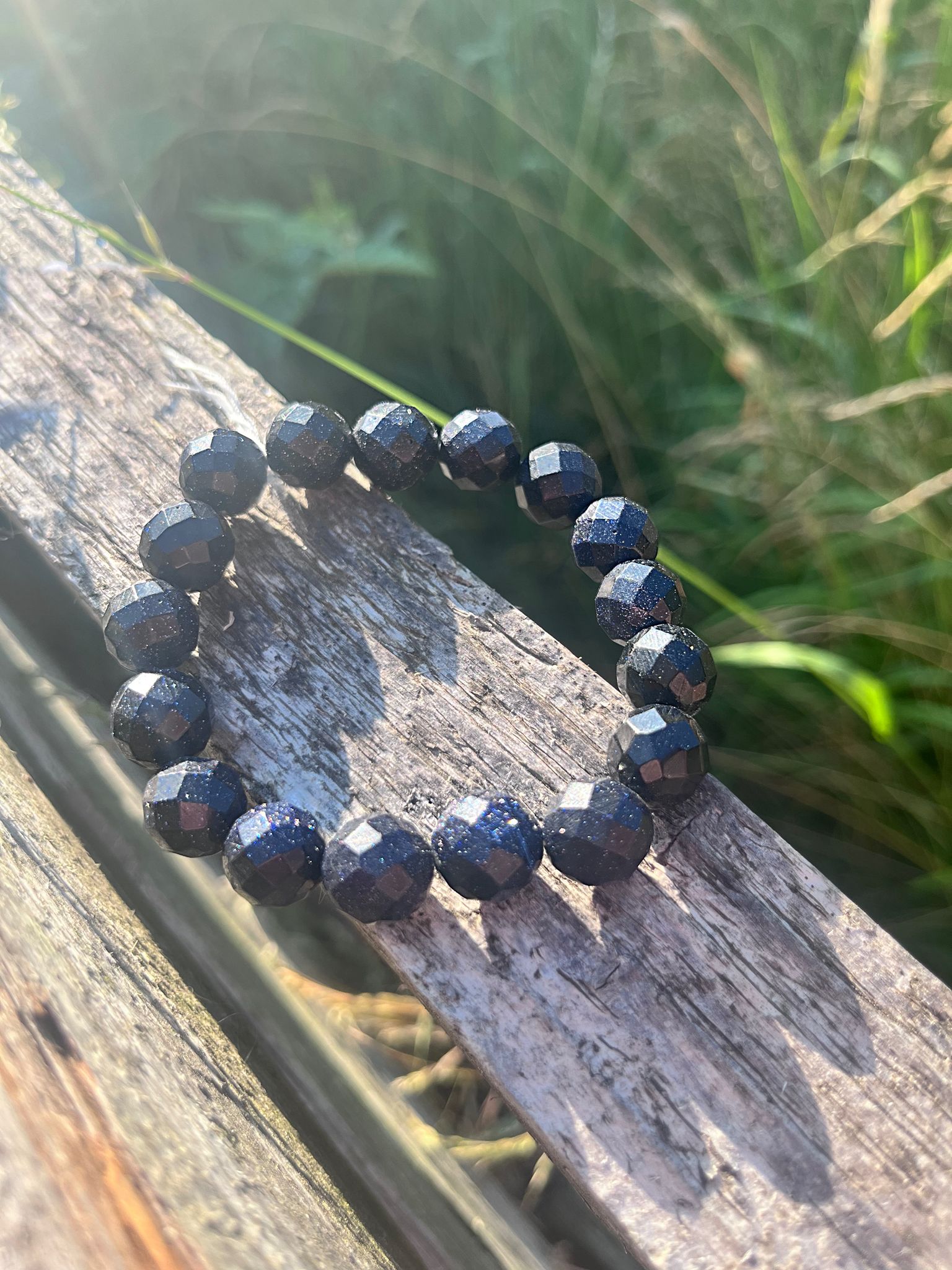 11mm Blue Goldstone Bracelet