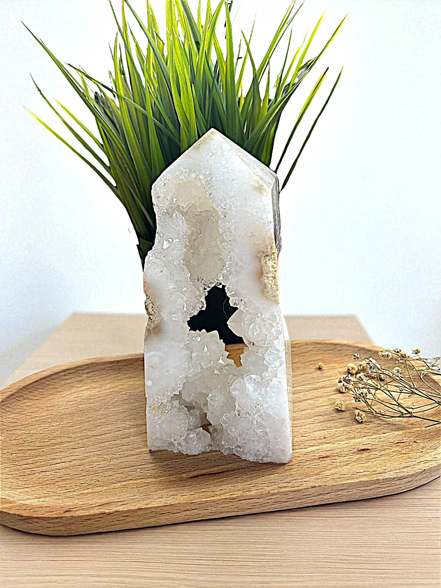 Moroccan Geode Druzy Quartz Point Tower