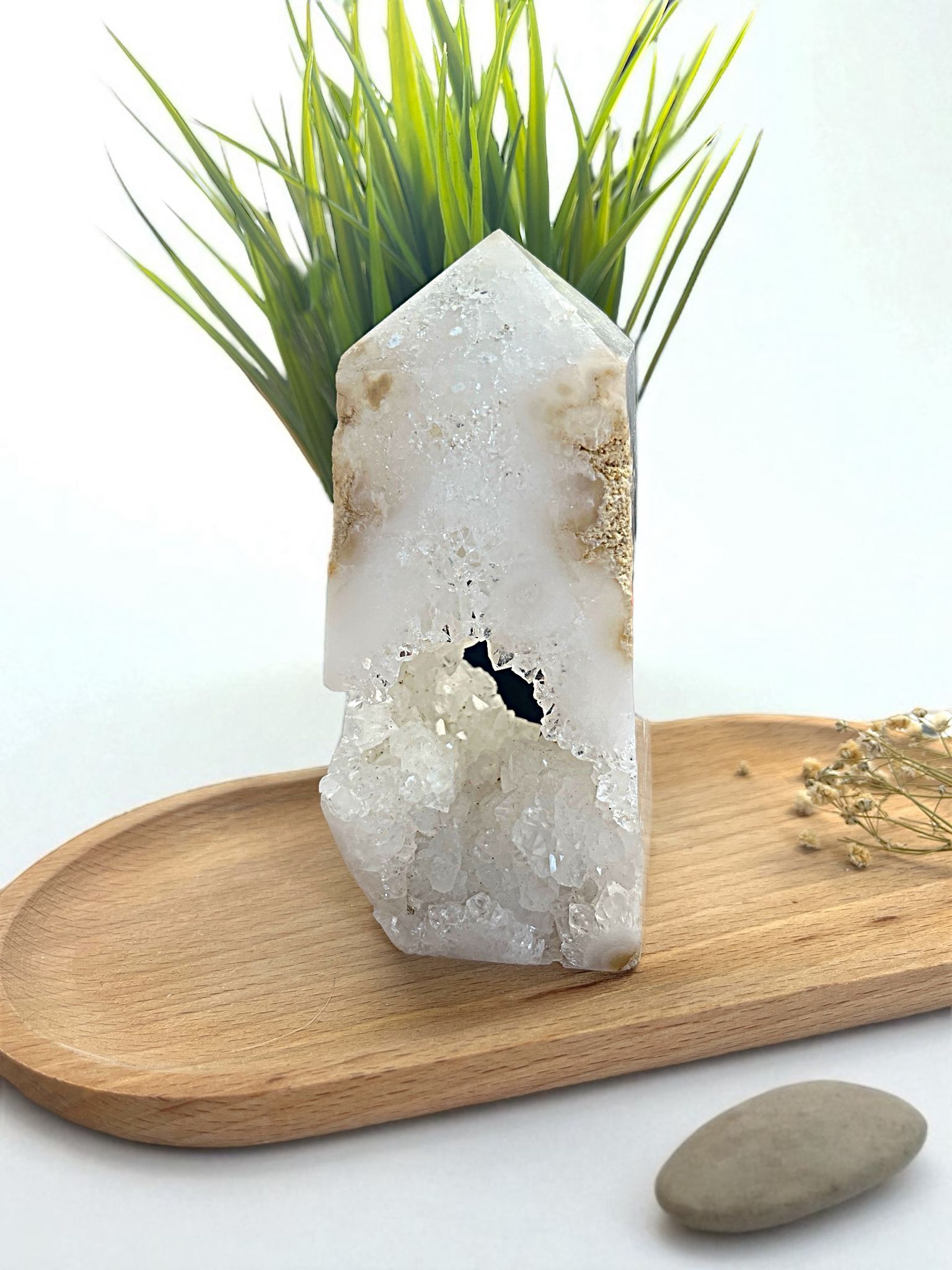 Moroccan Geode Druzy Quartz Point Tower