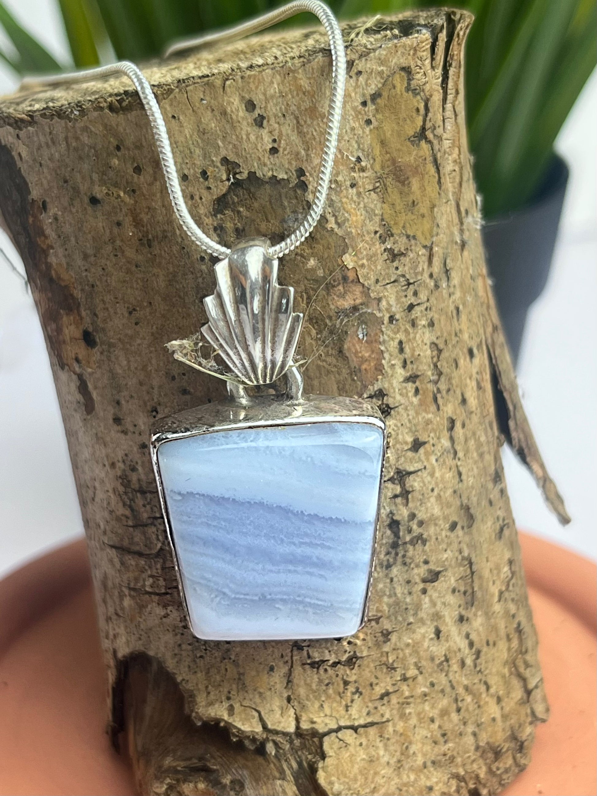 S925 Blue Lace Agate Necklace
