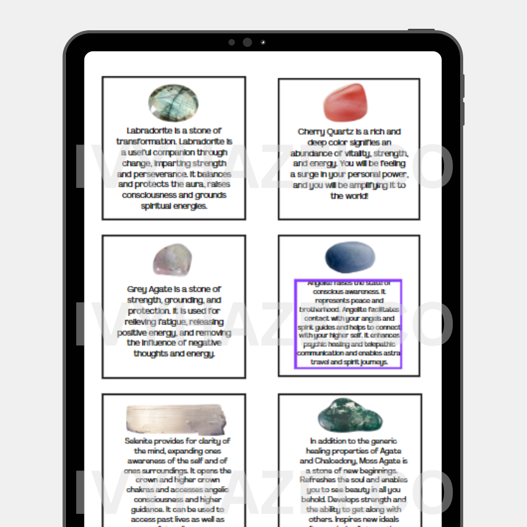 PRINTABLE Crystal Info Cards