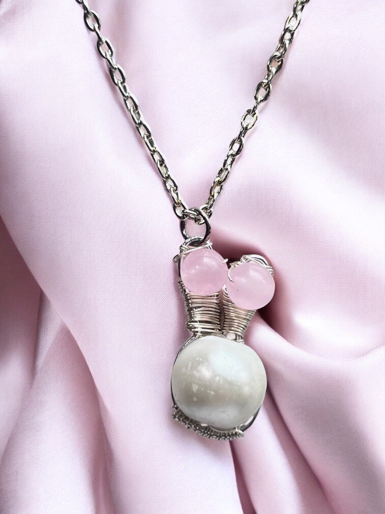Rose Quartz Bunny Necklace