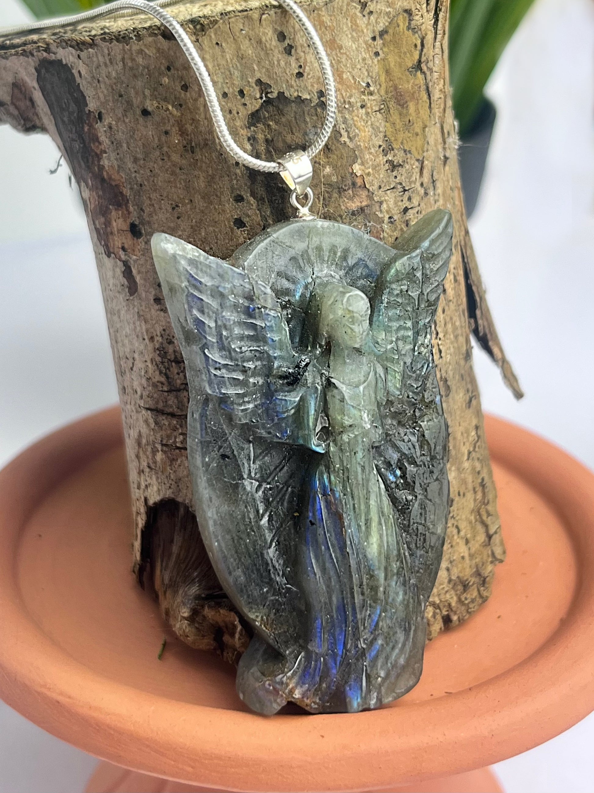 S925 Labradorite Angel Necklace