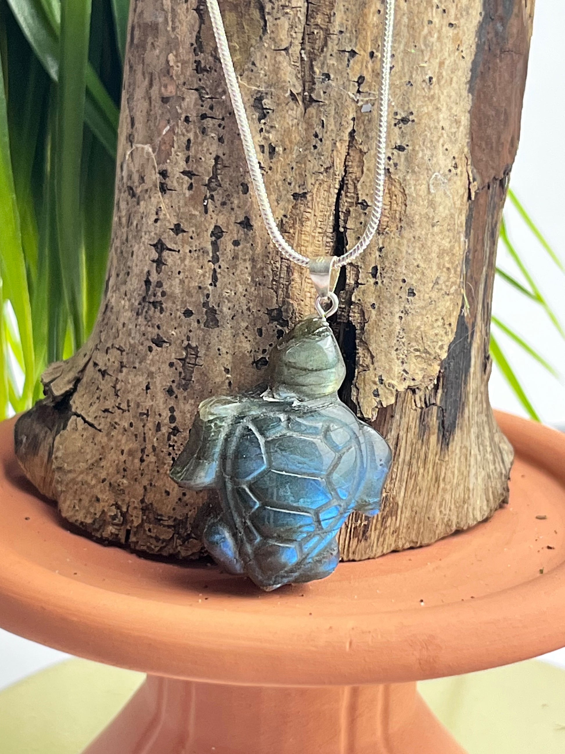 S925 Labradorite Turtle Necklace
