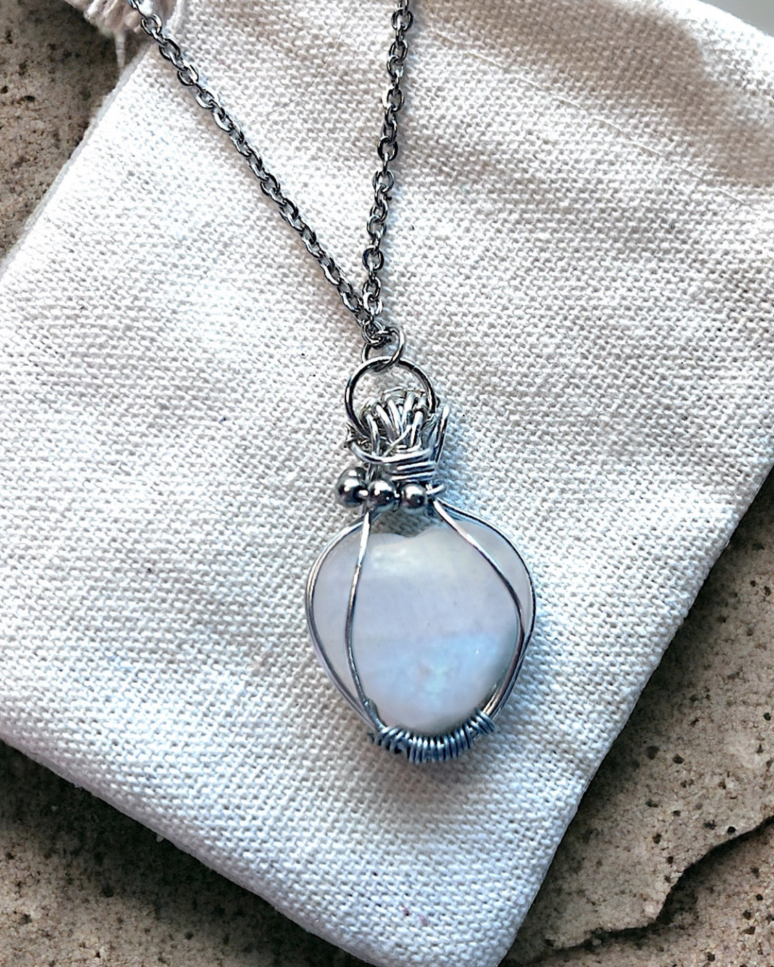 Moonstone Heart Necklace