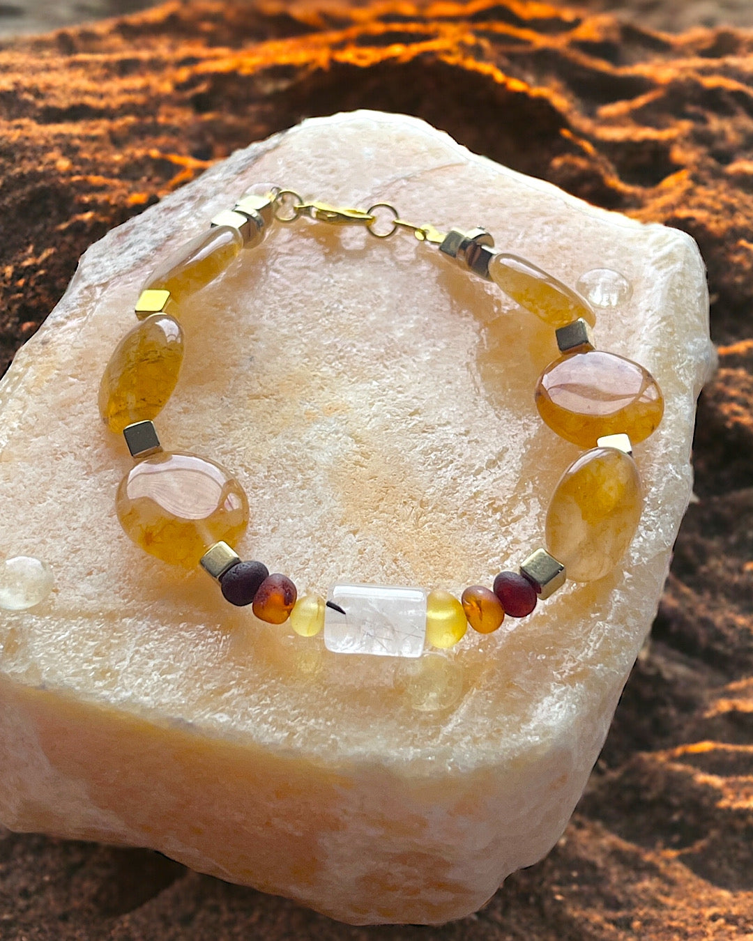 Amber Tourmaline Quartz Carnelian Bracelet