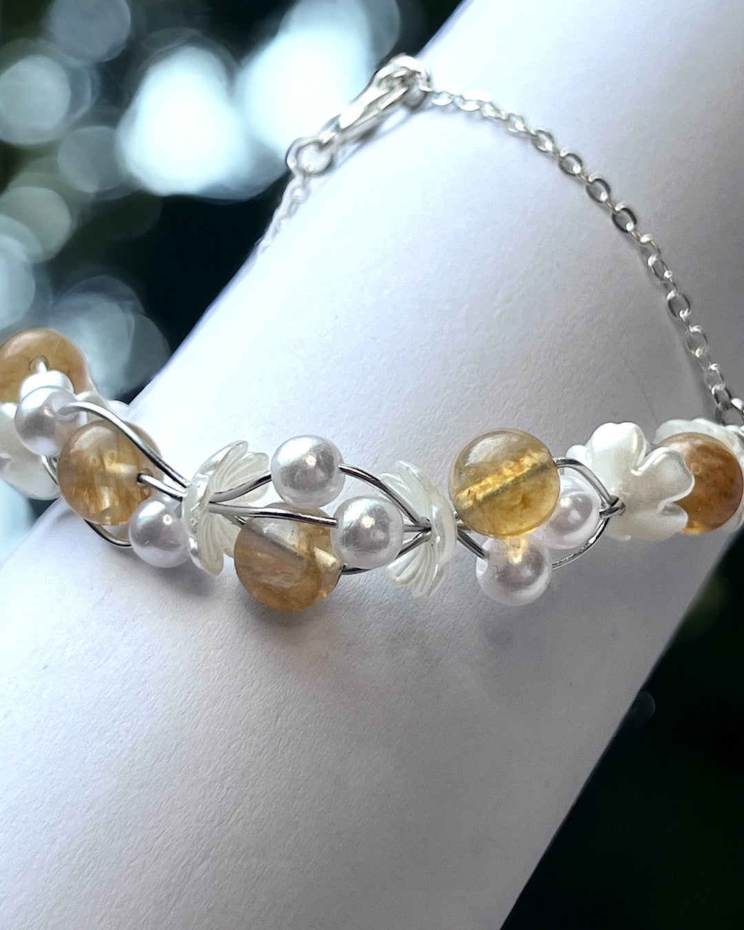 Citrine Shell Pearl Bracelet