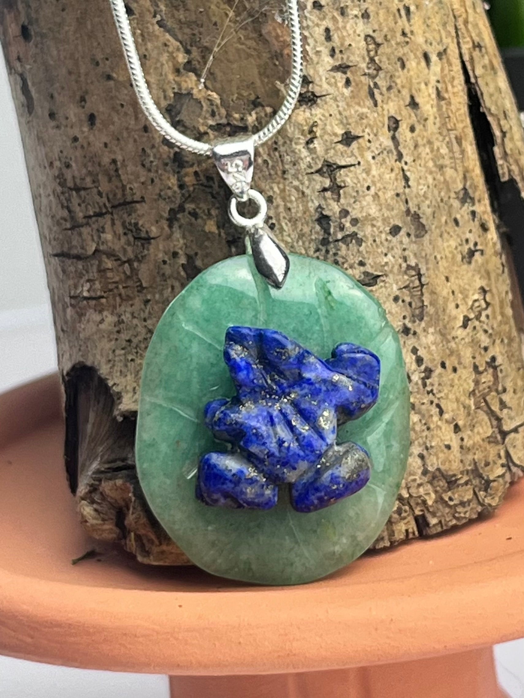 S925 Lapis Lazuli Frog Necklace