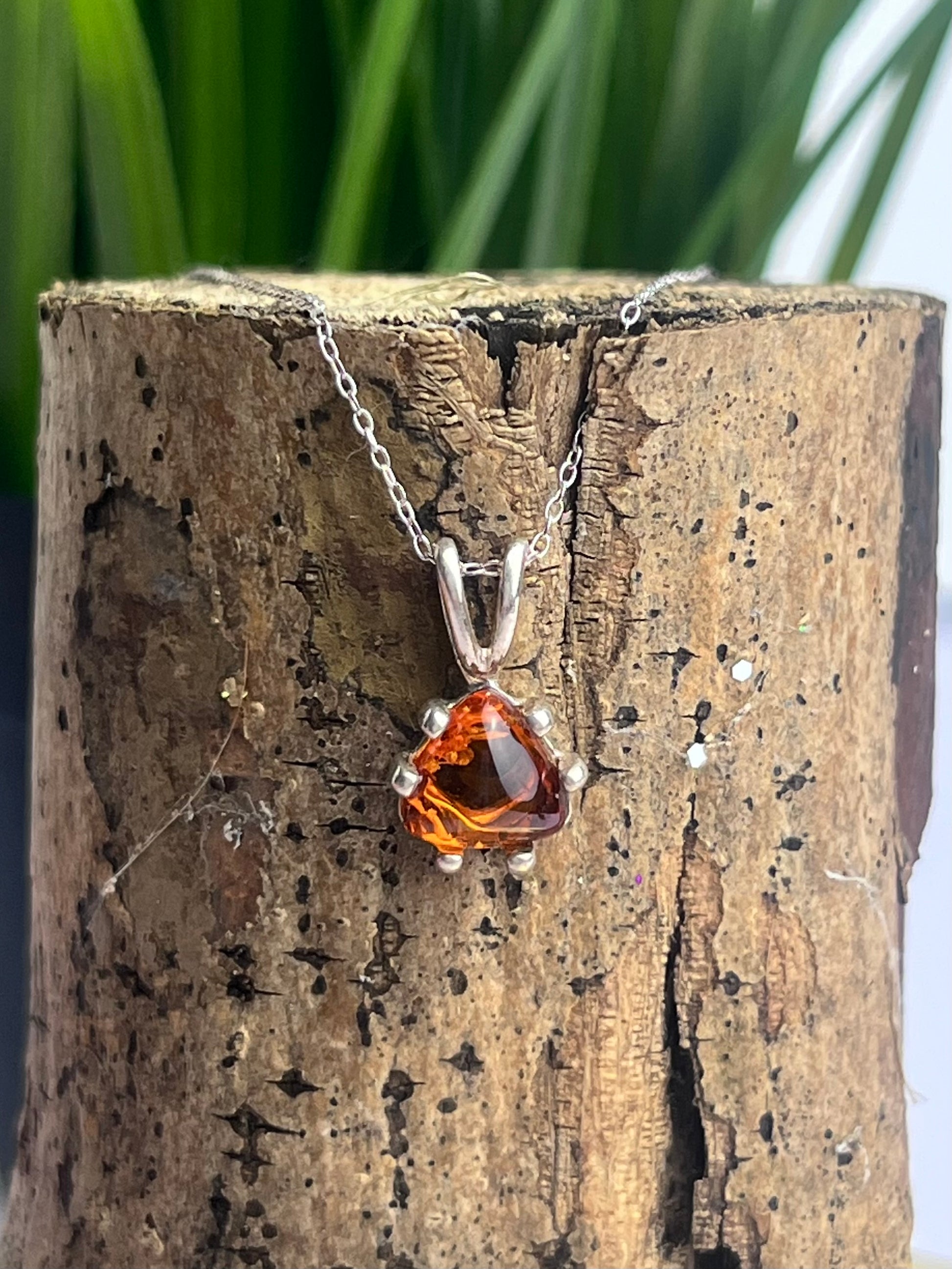 S925 Amber Pendant and Earrings Set