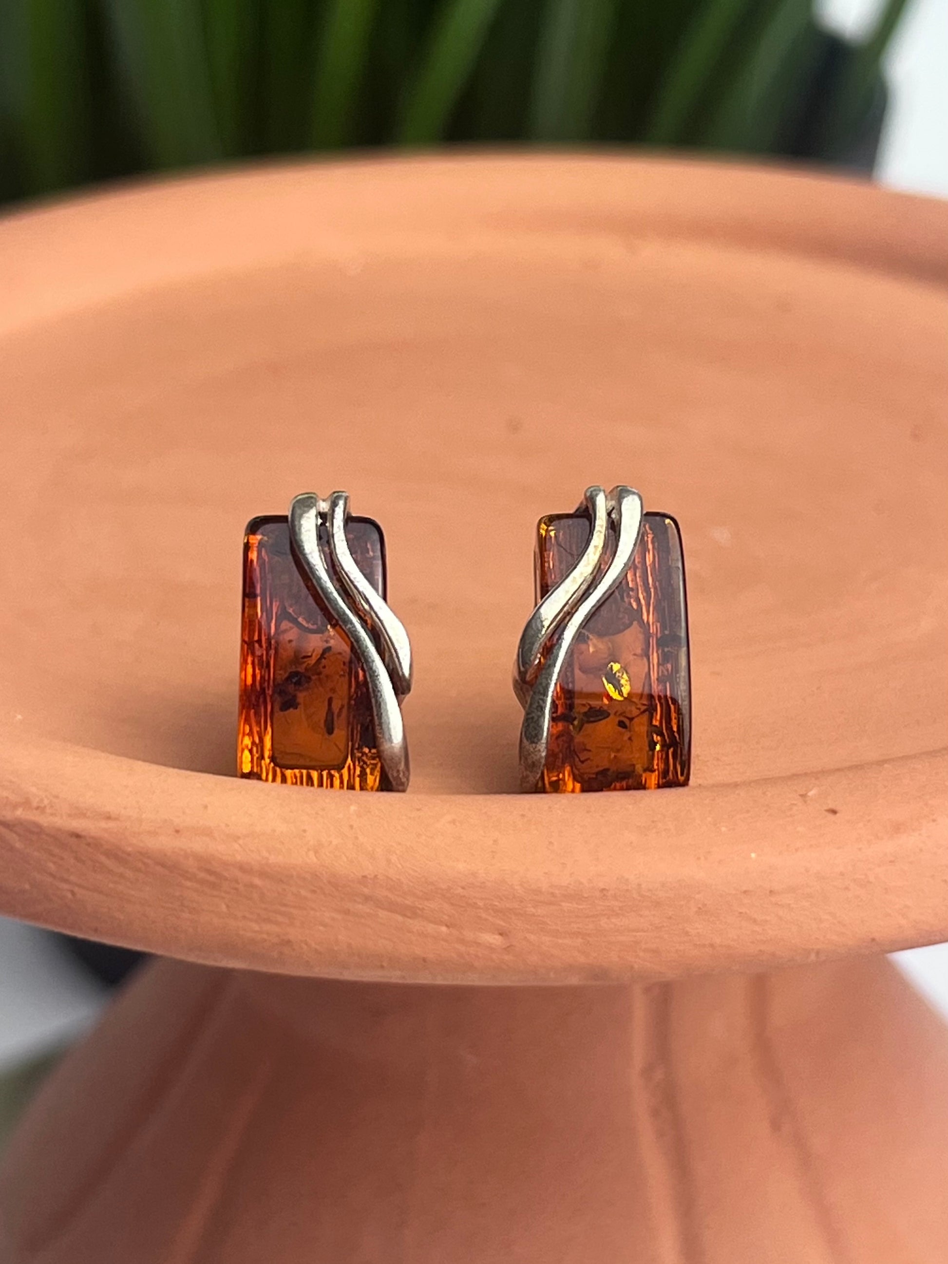 S925 Amber Pendant and Earrings Set