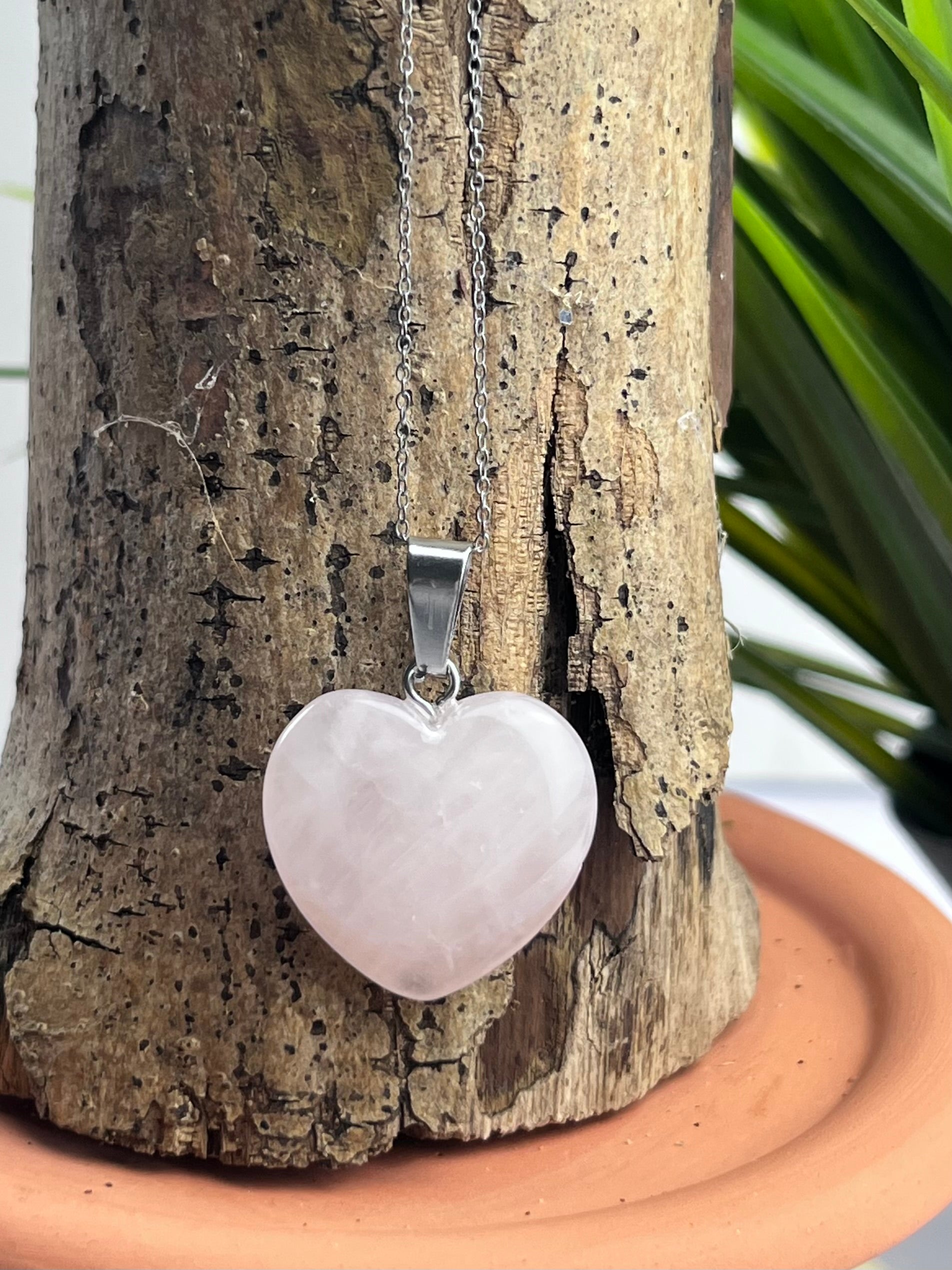 S925 Rose Quartz Heart Necklace