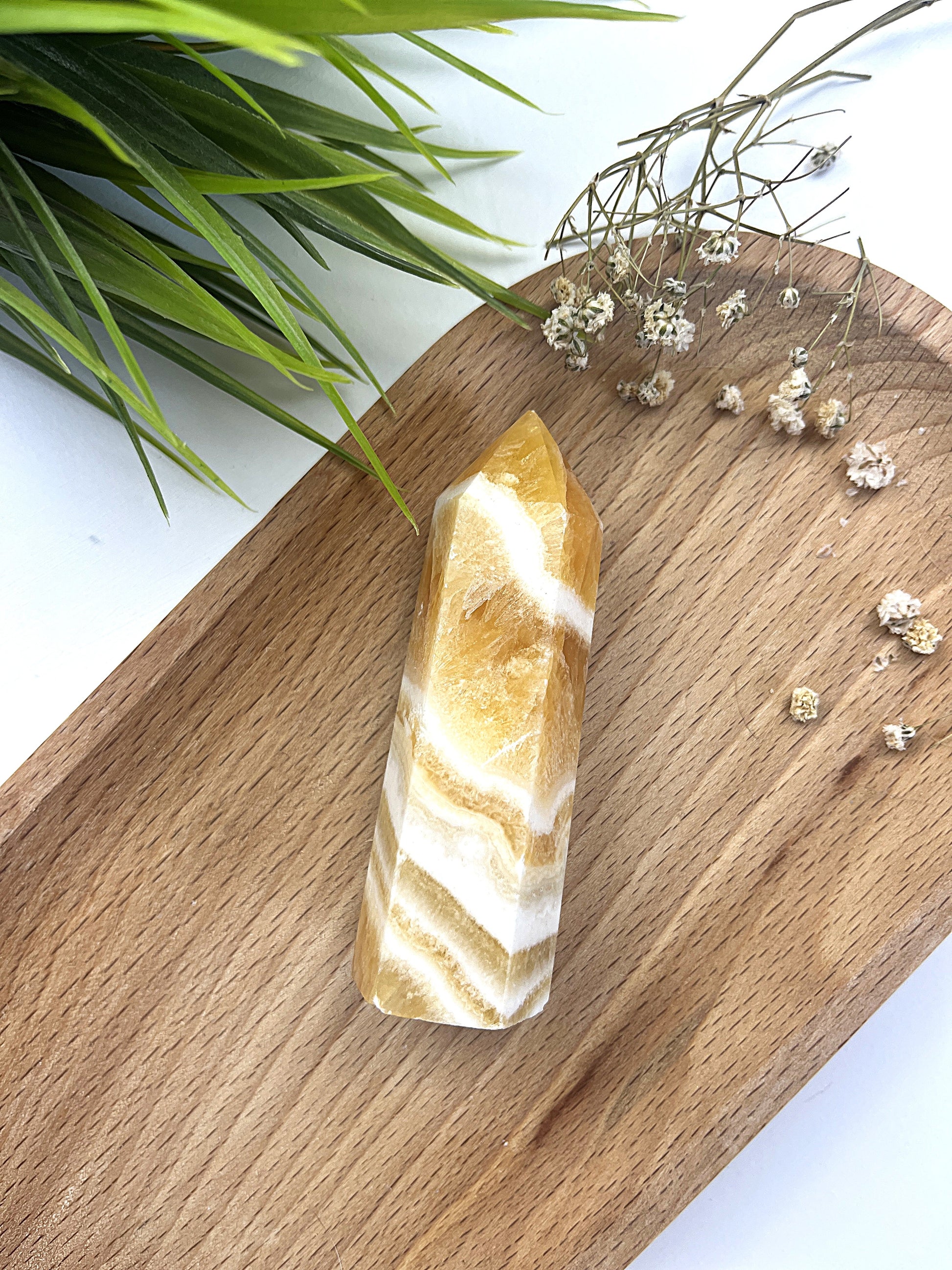 Orange Calcite Tower CHIPPED TIP!