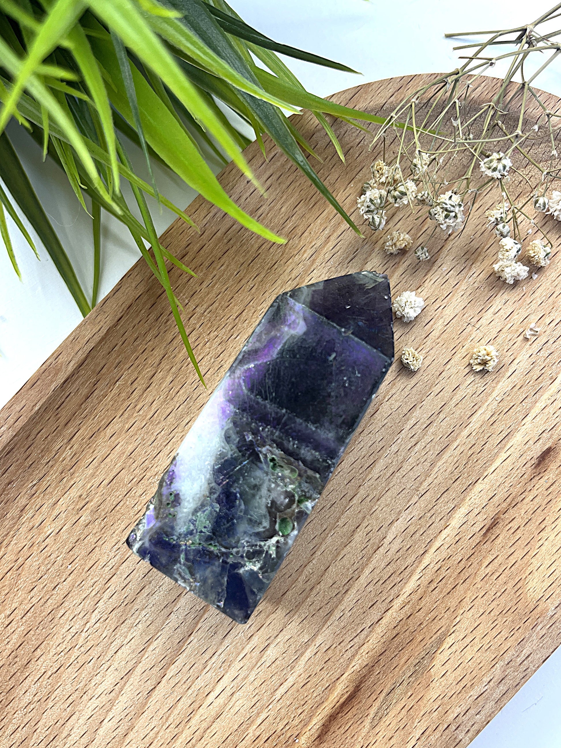 Angel Aura Fluorite Tower CHIPPED TIP!