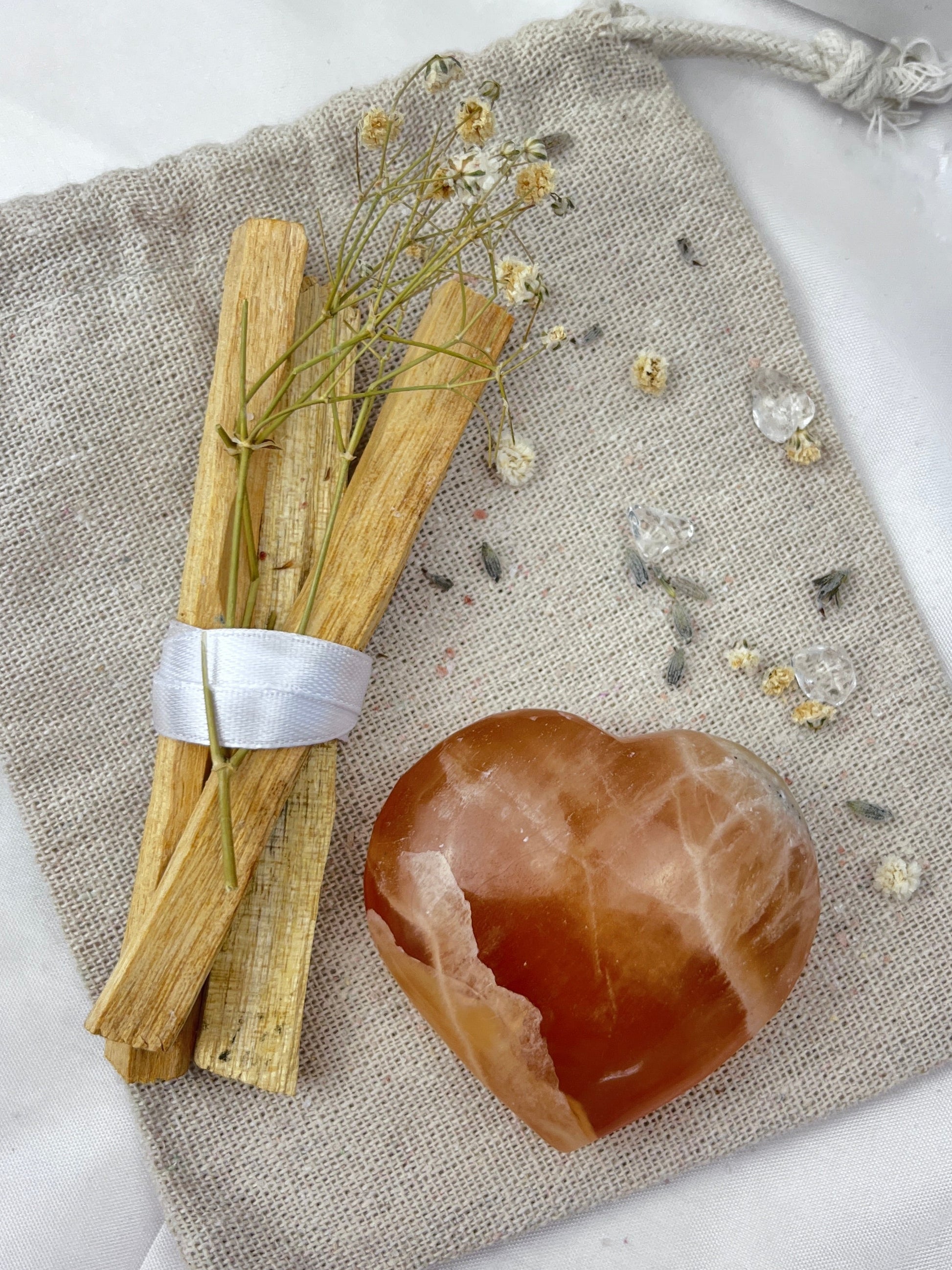 Honey Calcite Heart