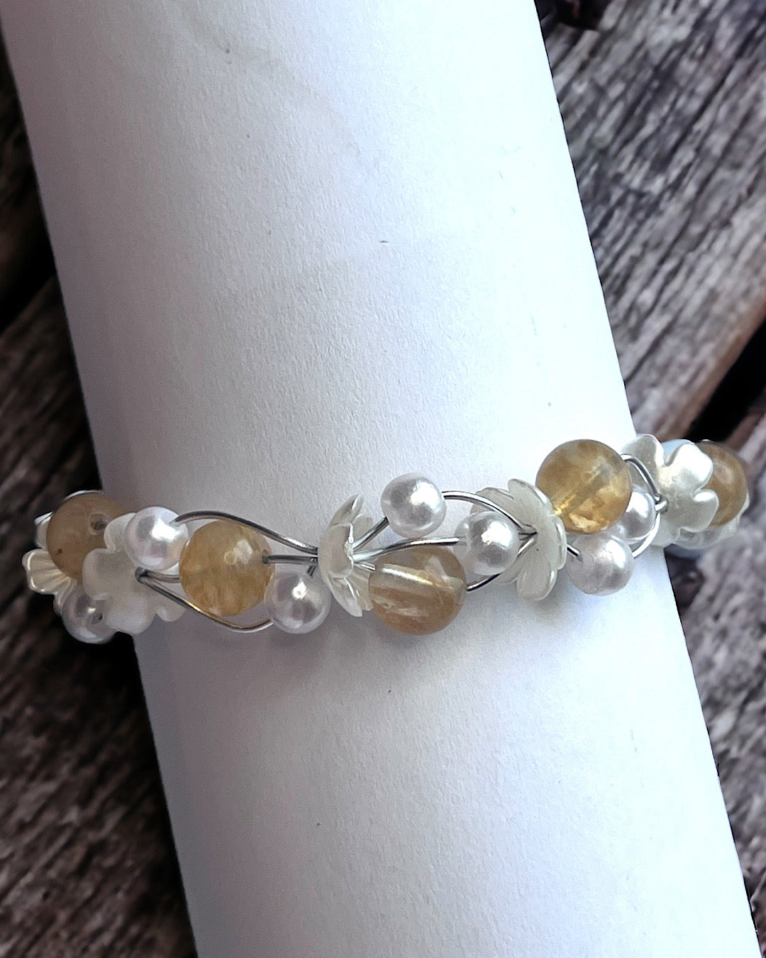 Citrine Shell Pearl Bracelet