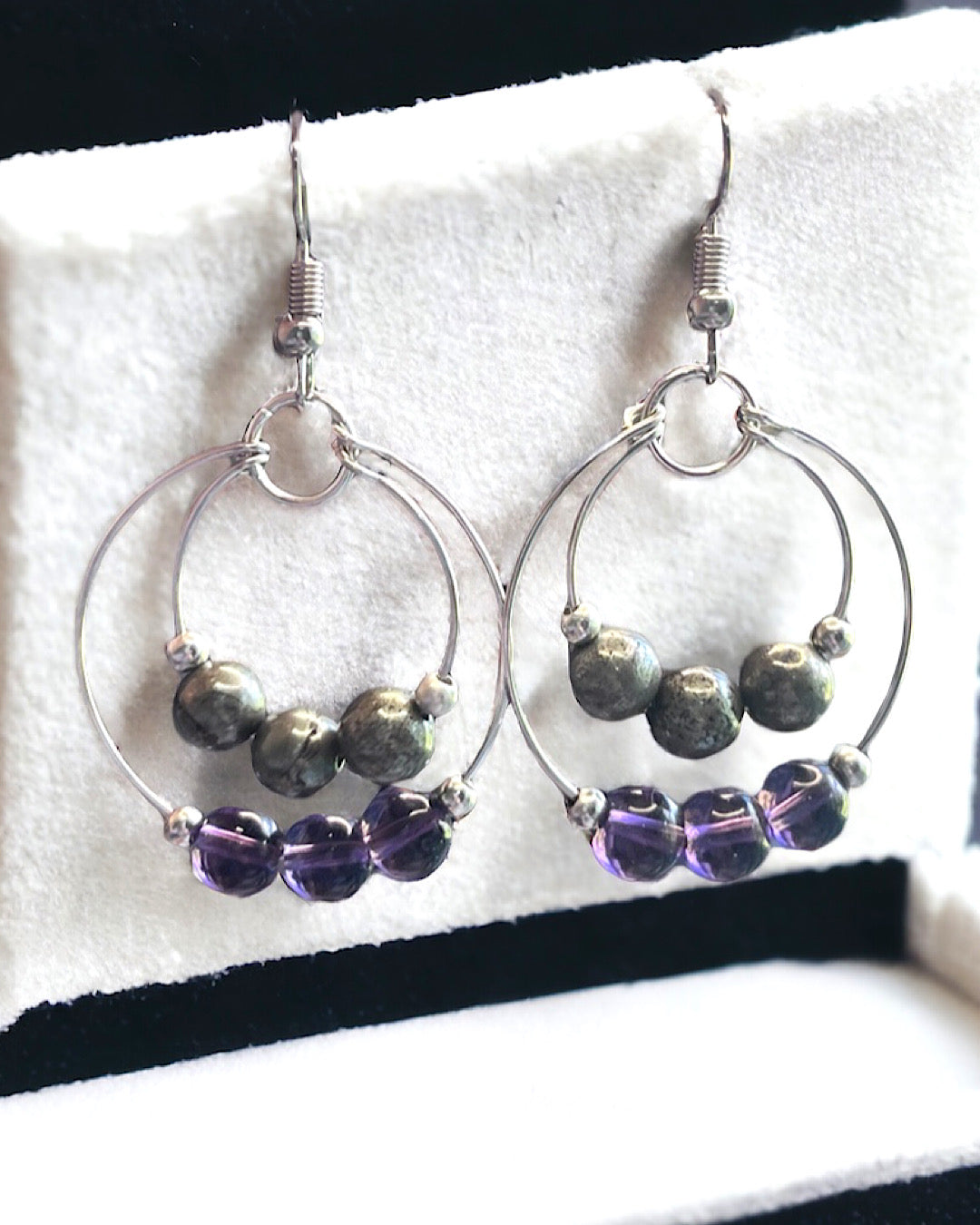 Pyrite & Amethyst Earrings