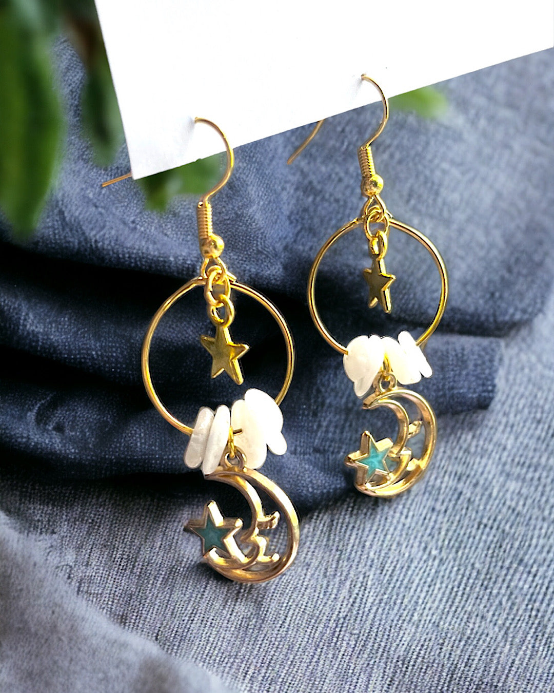 Gold Moonstone Earrings