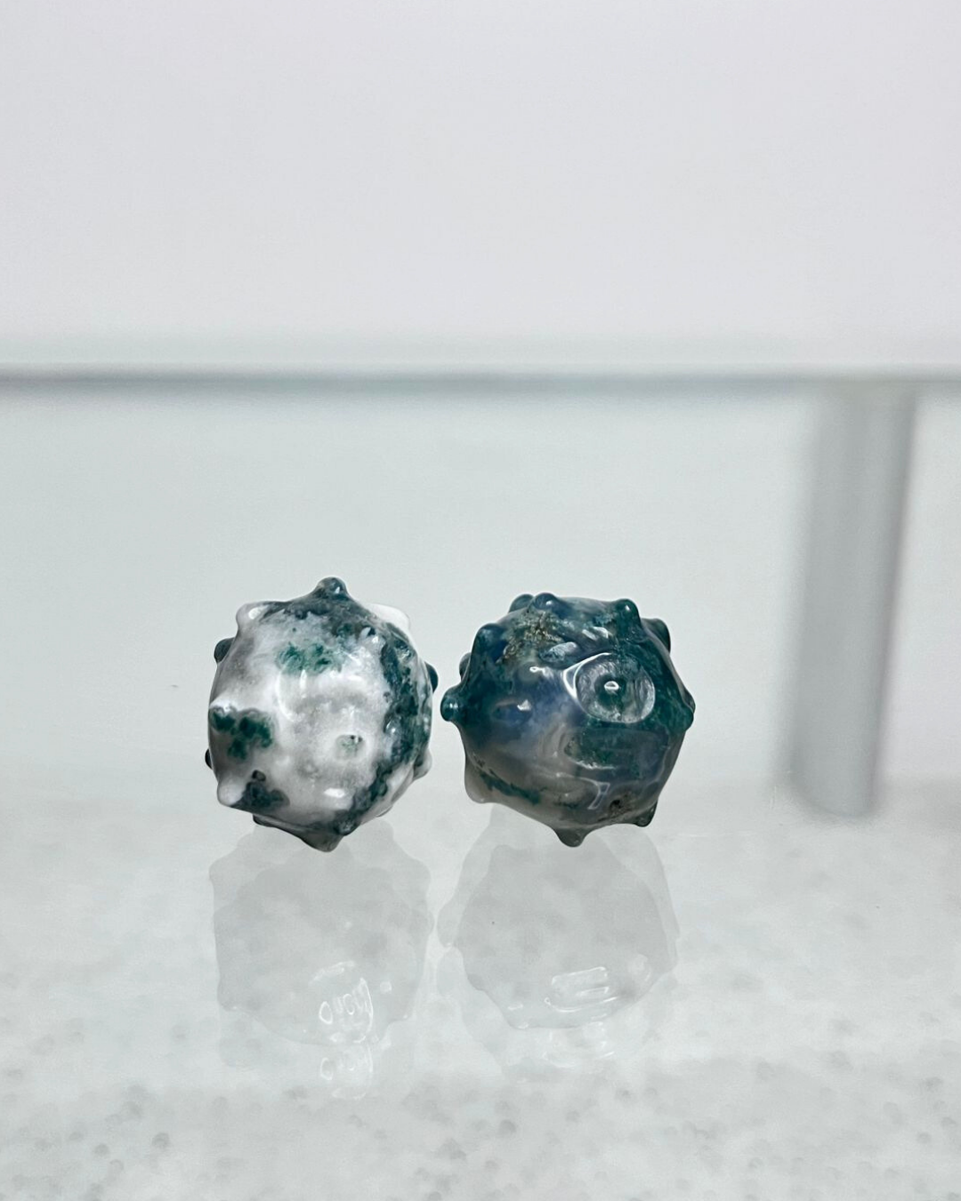 Moss Agate Puffer Fish