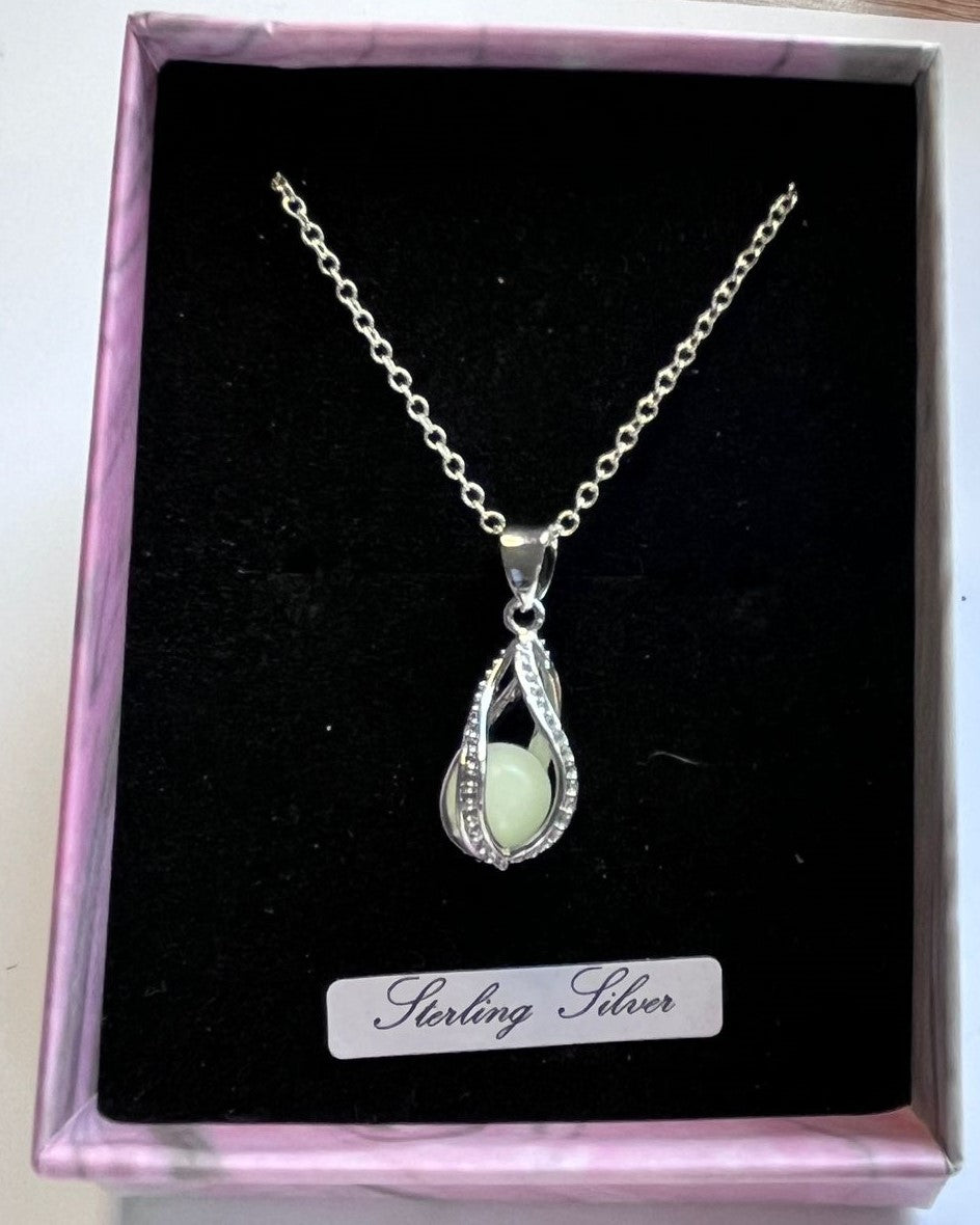 S925 Green Aventurine Orb Necklace