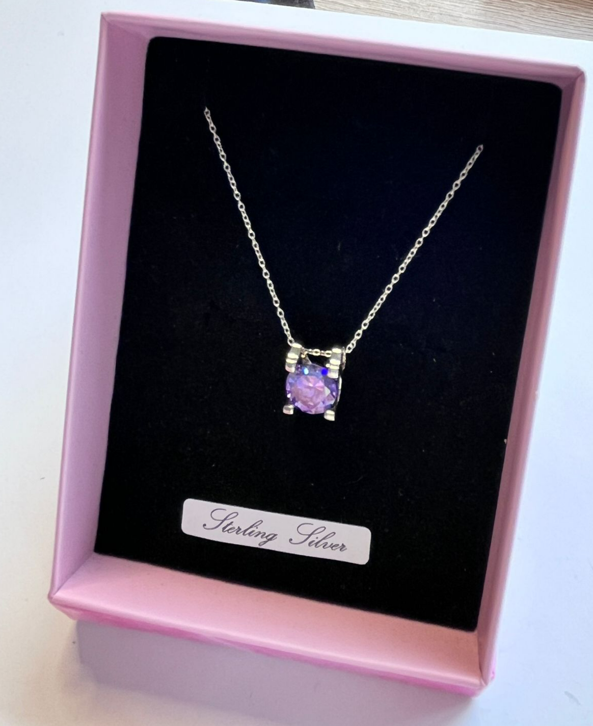 S925 Amethyst Square Necklace