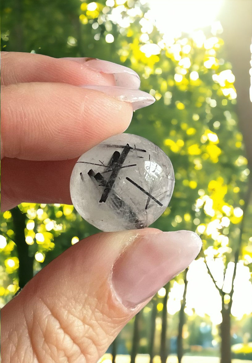 Tourmaline In Quartz Tumble Stones