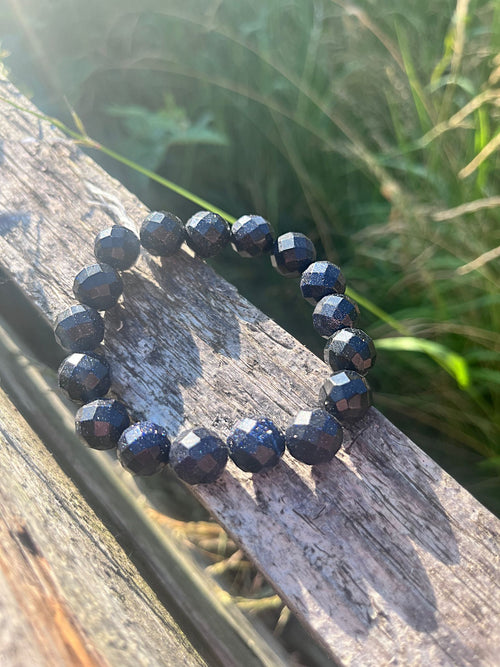11mm Blue Goldstone Bracelet