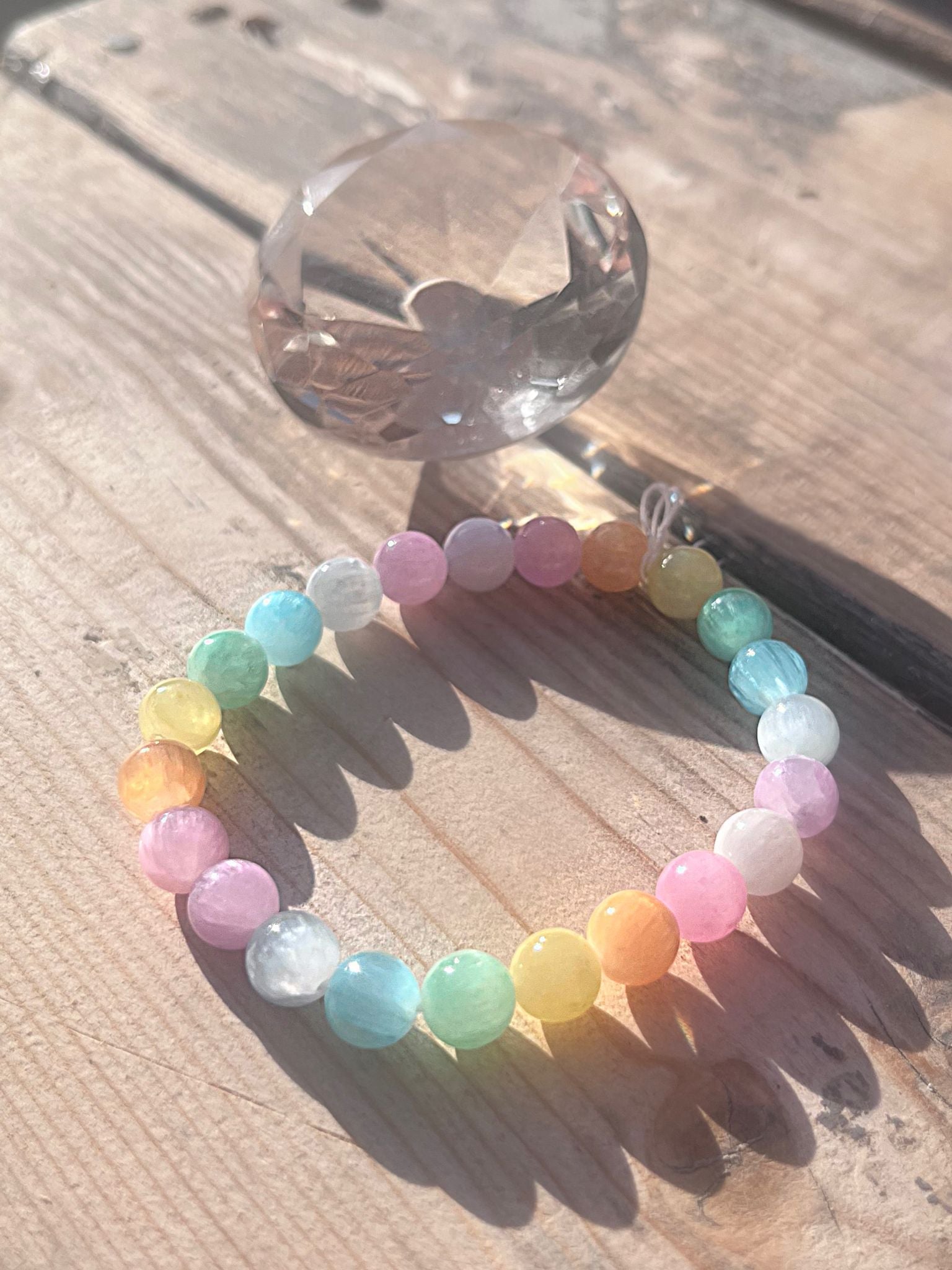 8mm Rainbow Selenite Bracelet