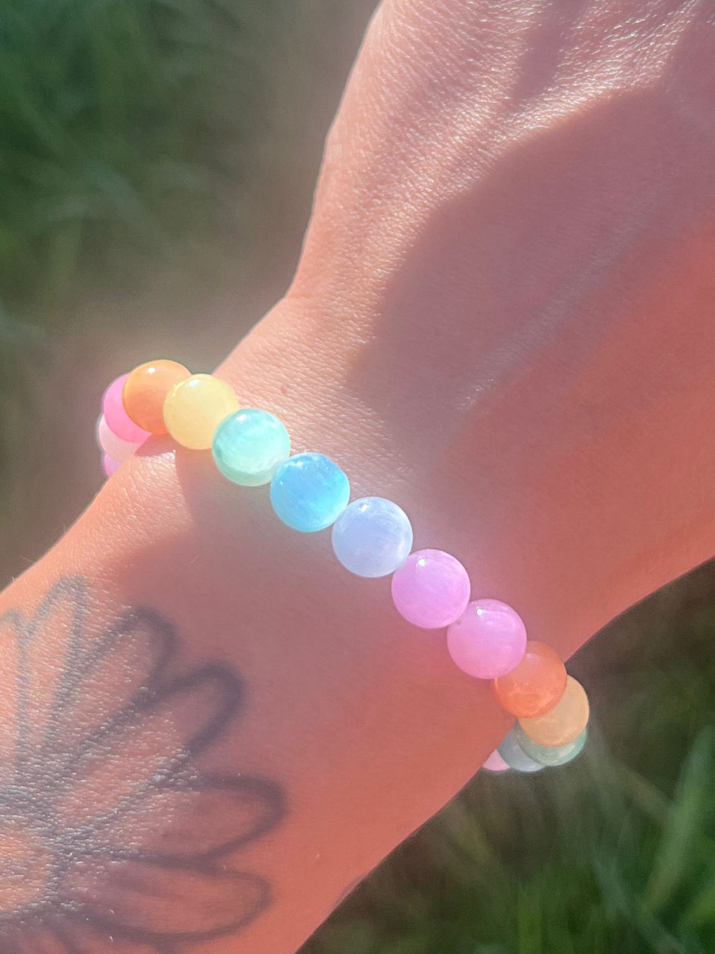 8mm Rainbow Selenite Bracelet