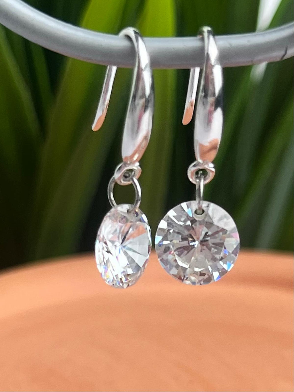 Sterling Silver Crystal Cubic Zirconia Drop Dangle Earrings