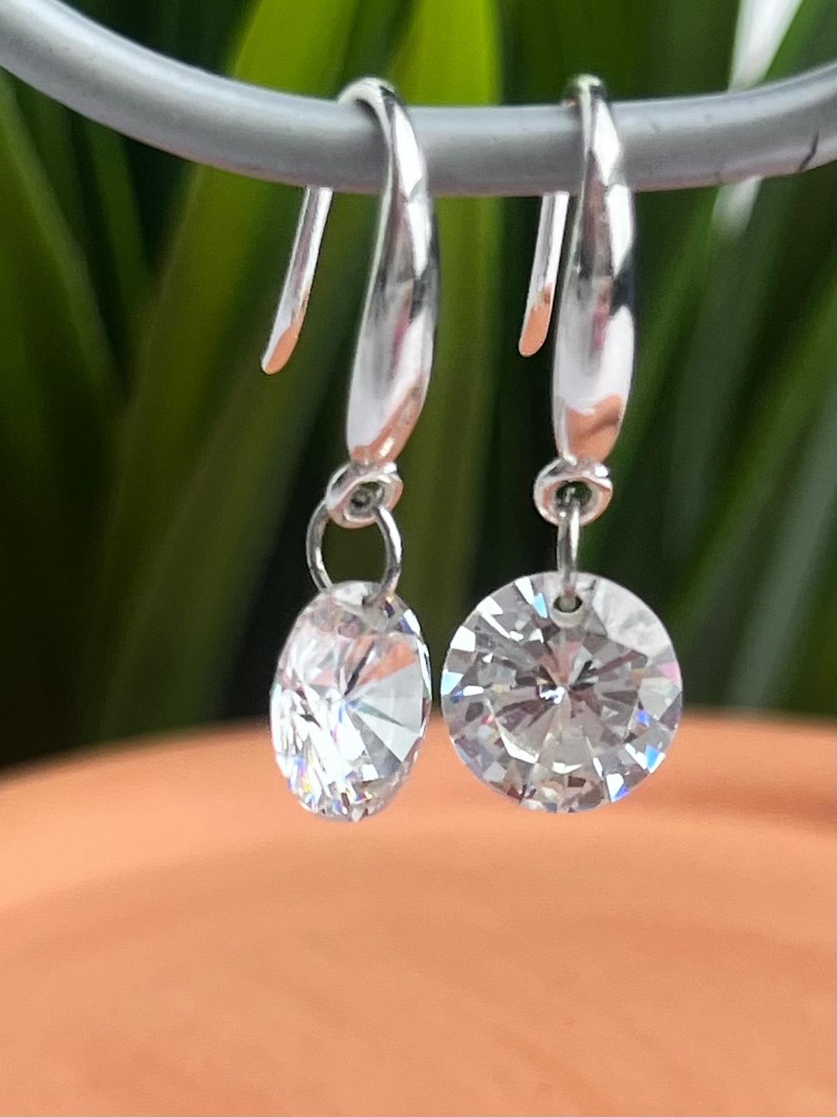 Sterling Silver Crystal Cubic Zirconia Drop Dangle Earrings