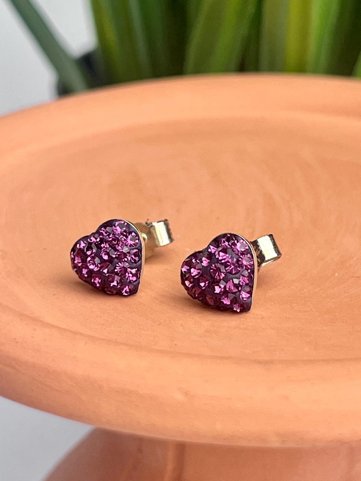 Sterling Silver Amethyst Heart Shaped Earrings