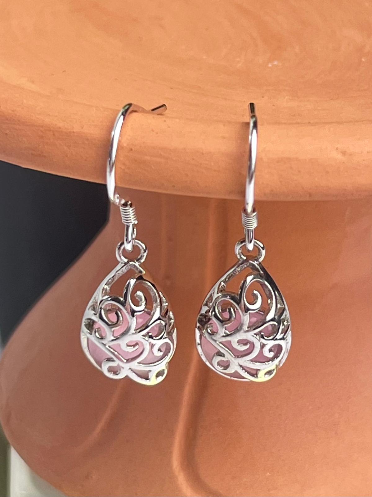 Sterling Silver Pink Moonstone Earrings