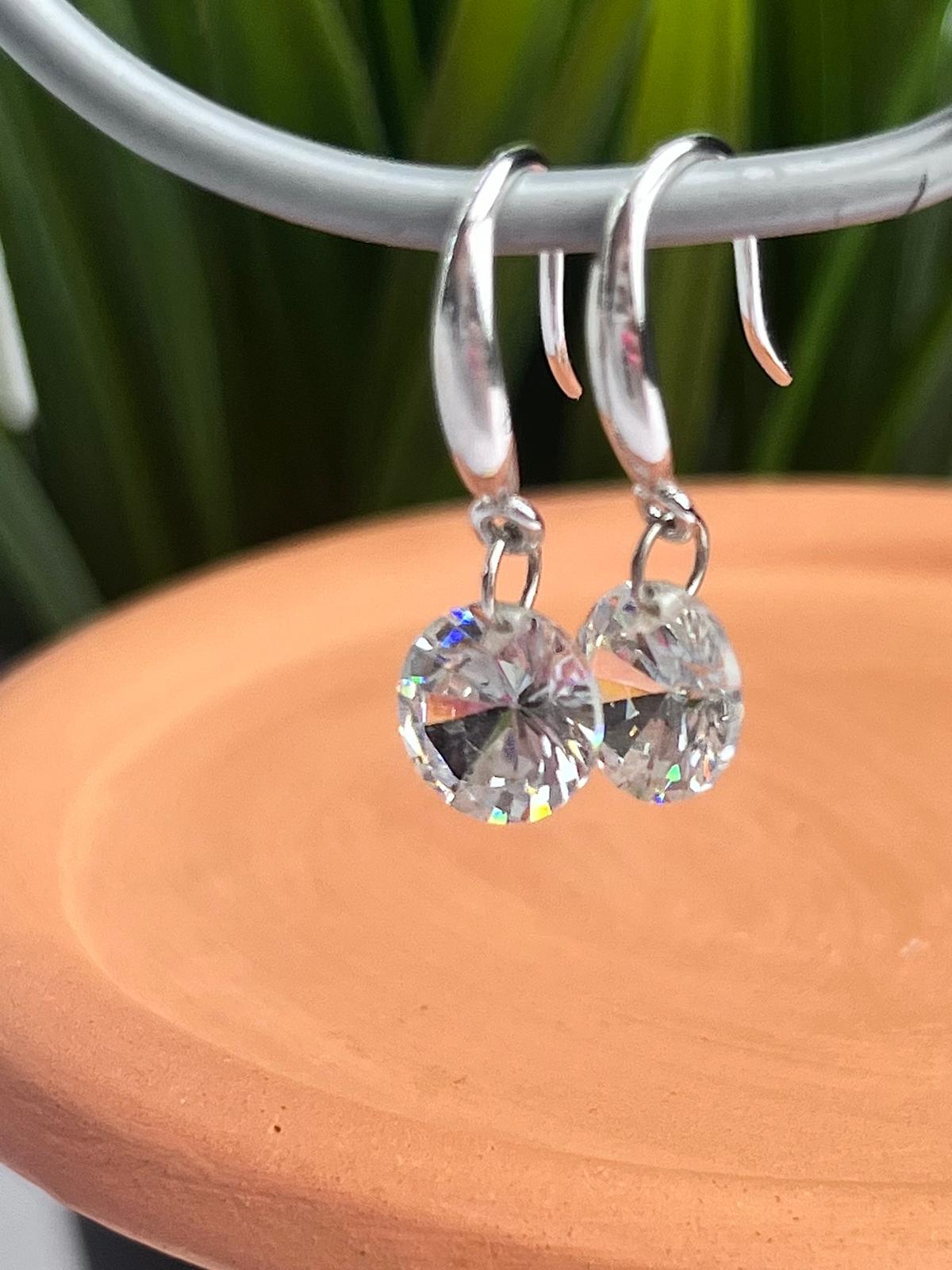 Sterling Silver Crystal Cubic Zirconia Drop Dangle Earrings
