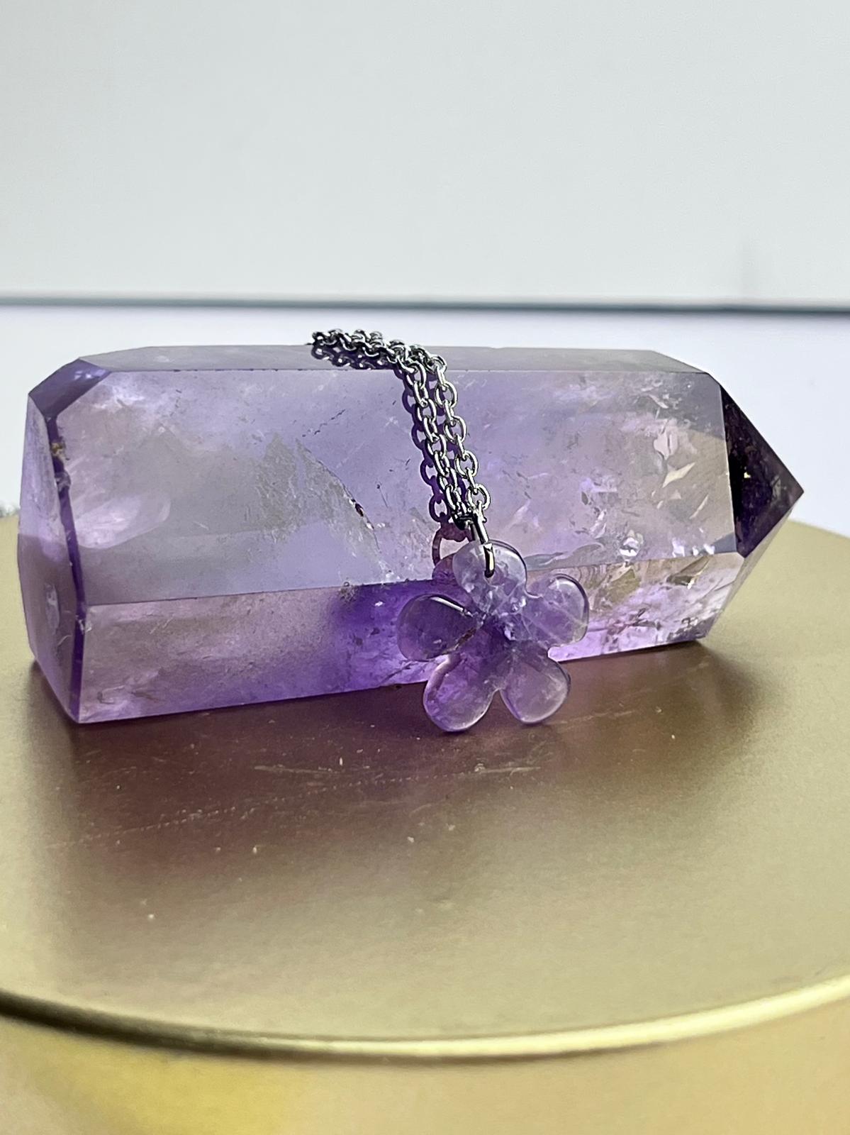 Stainless Steel Amethyst Necklace
