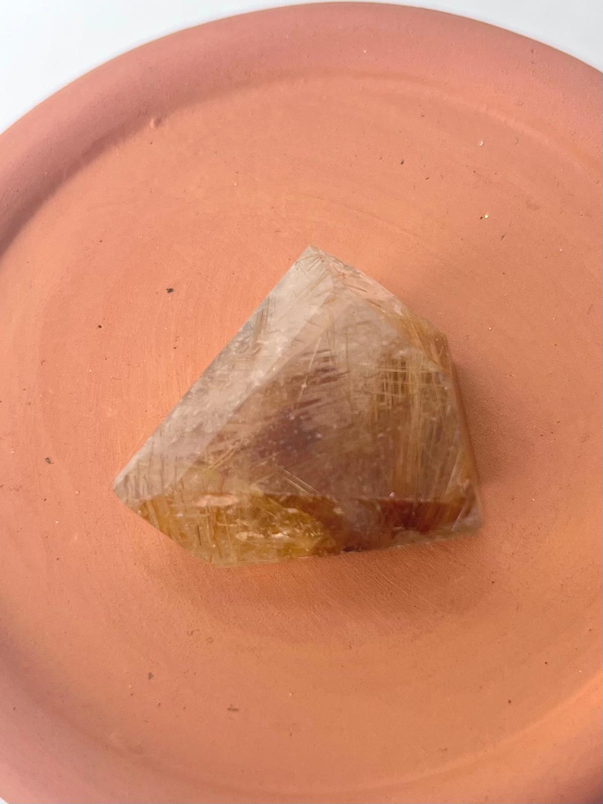 Golden Rutile Freeform with Hematite Inclusions