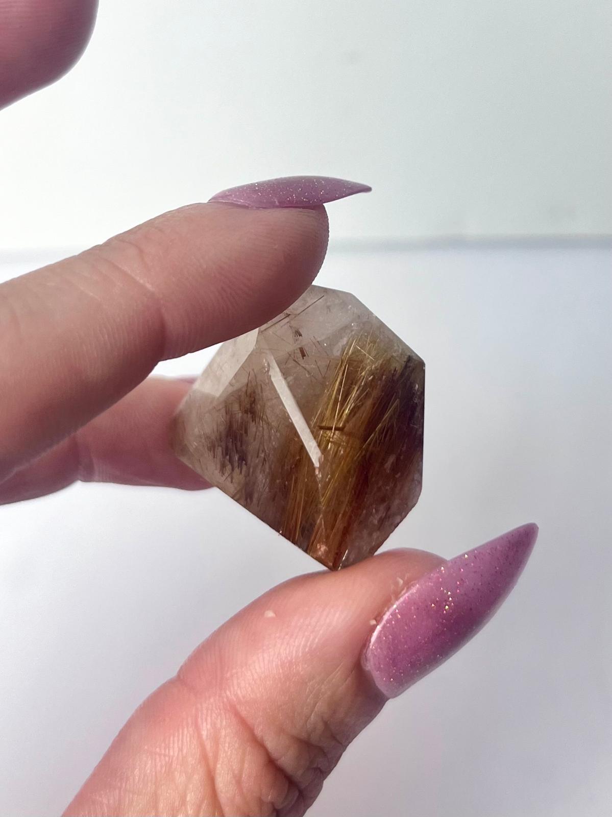 Golden Rutile Freeform with Hematite Inclusions