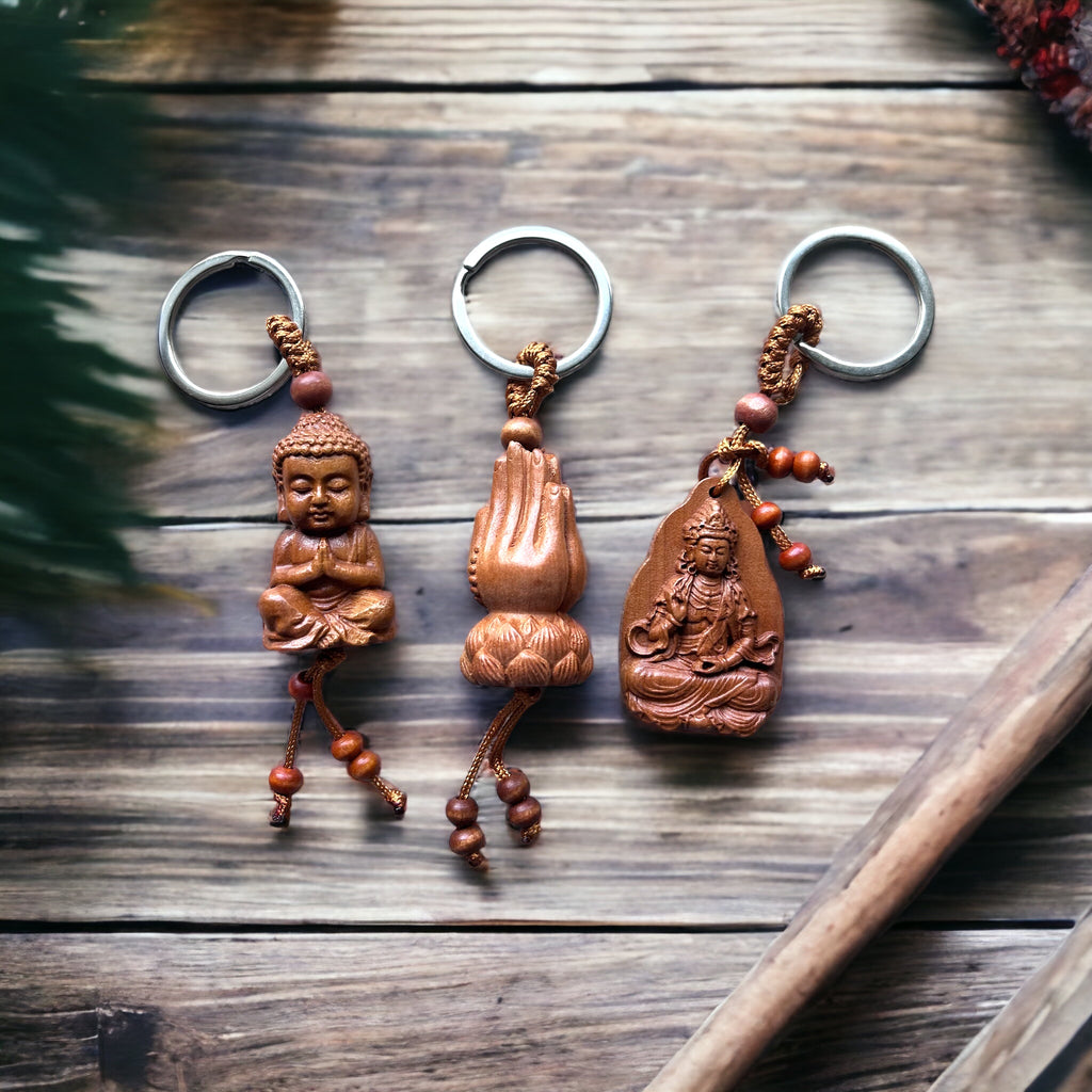 Buddha Wooden Keychain