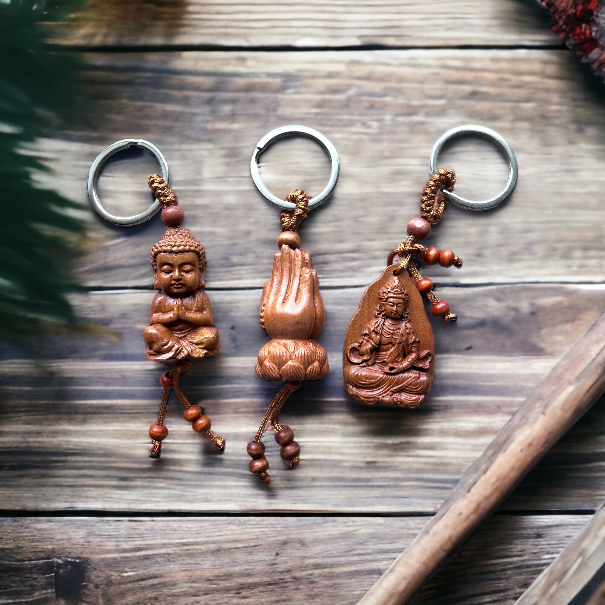 Buddha Wooden Keychain