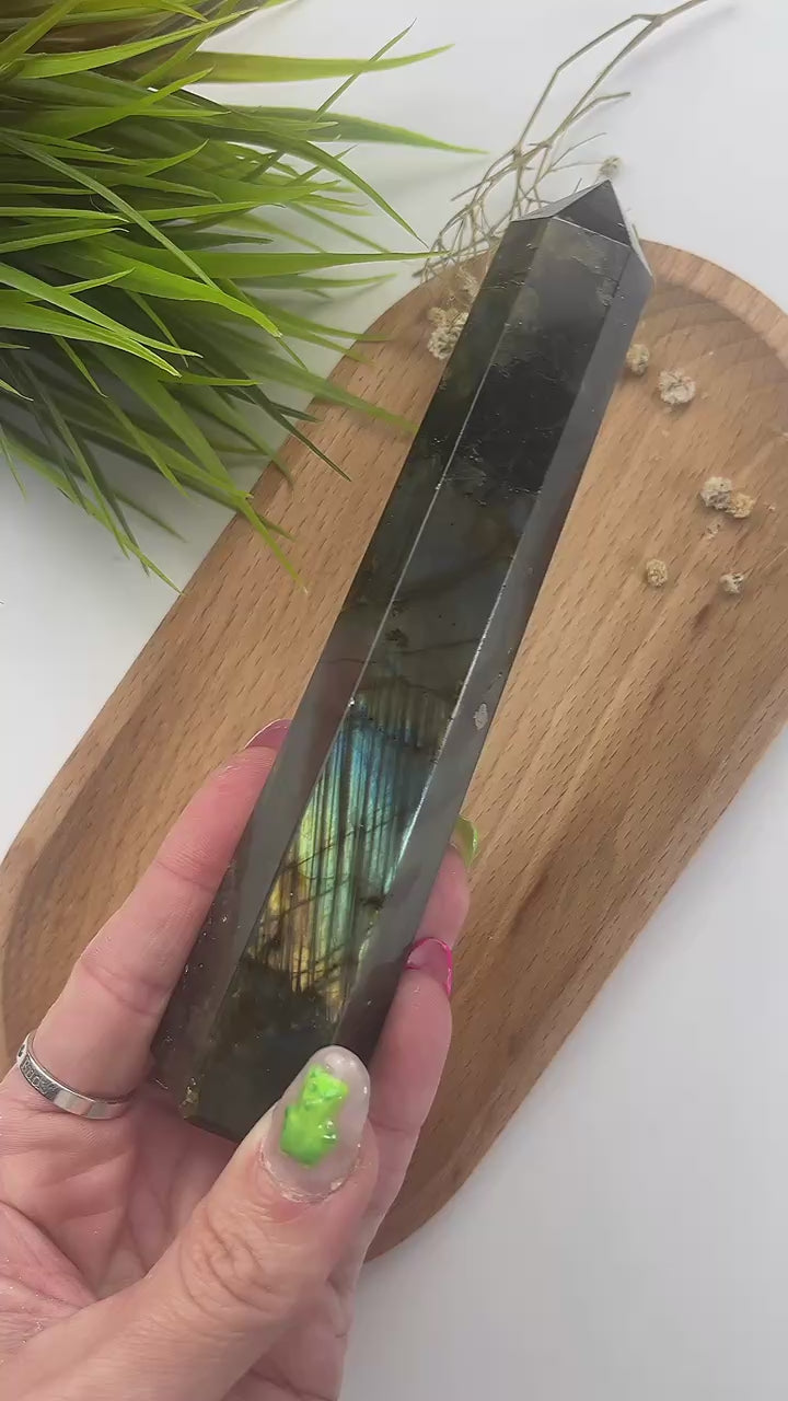 Rare Labradorite Tower with Pyrite Inclusions