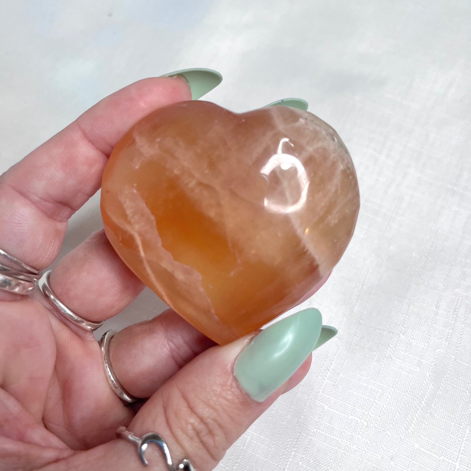 Honey Calcite Heart